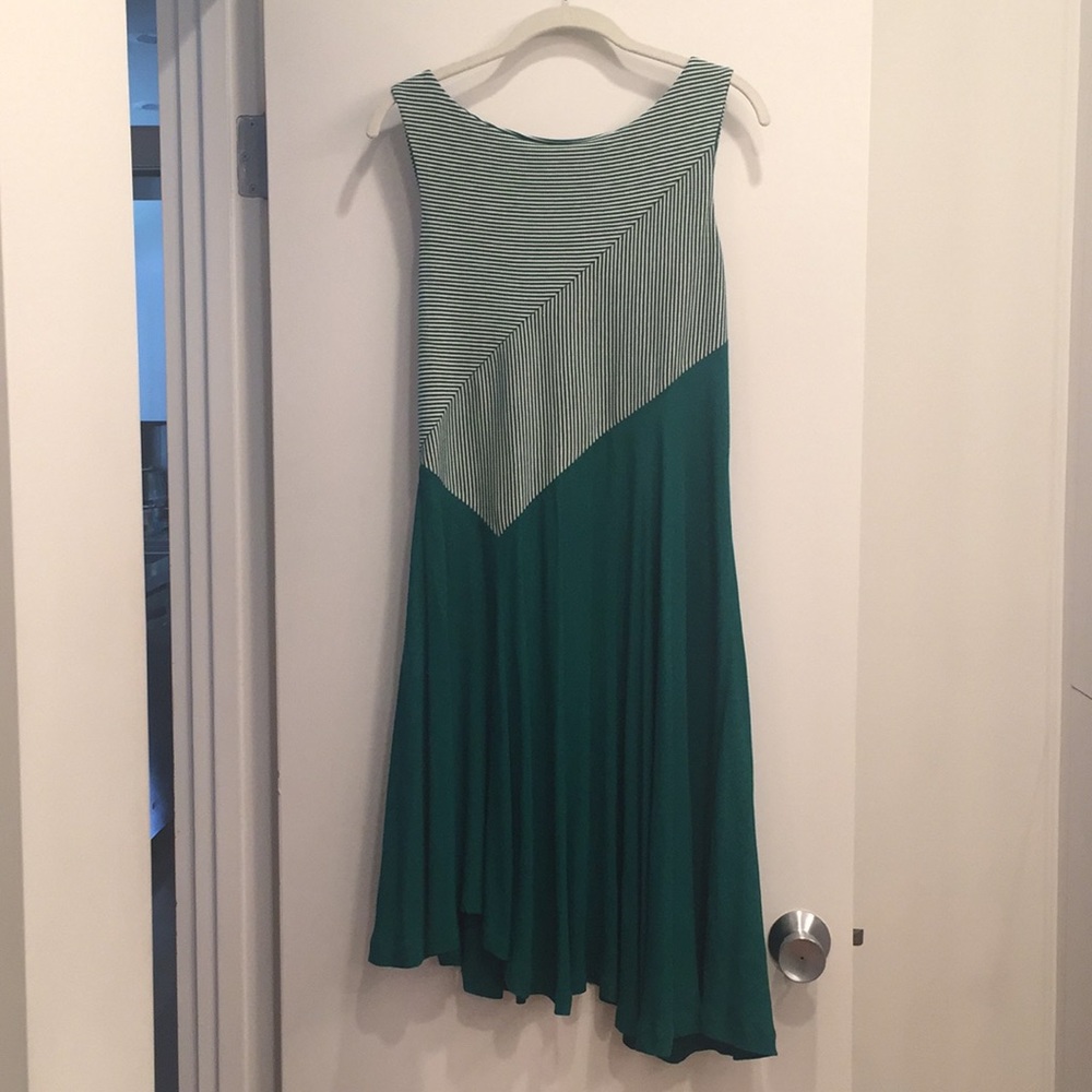 Maeve Cameron Green Dress with Asymmetrical Hem